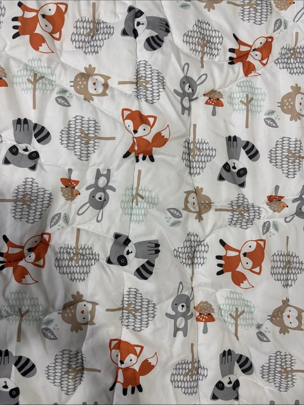Woodland Friends Baby Quilt - Fox & Tree Nursery Bedding (Aqua, Gray, Orange)